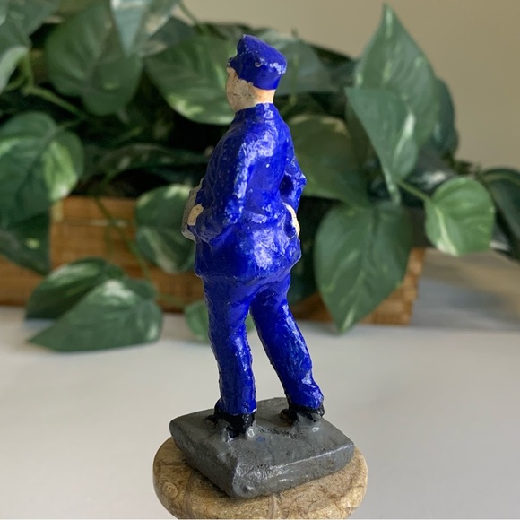 Antique Composition Figure Railroad Engineer W Oil Can Toy Trico Figurine Japan - Picture 8 of 14